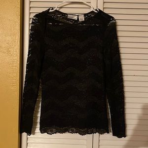New Kim rogers black lace shirt